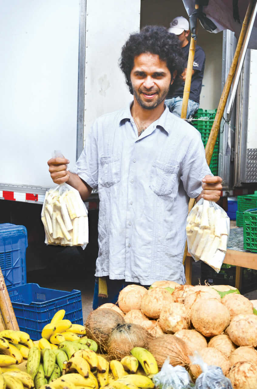 Murillo sells fresh hearts of palm at the Feria Verde market in San Jose, Costa Rica.