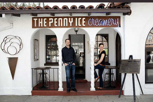 Zachary Davis and Kendra Baker at The Penny Ice Creamery in downtown Santa Cruz.