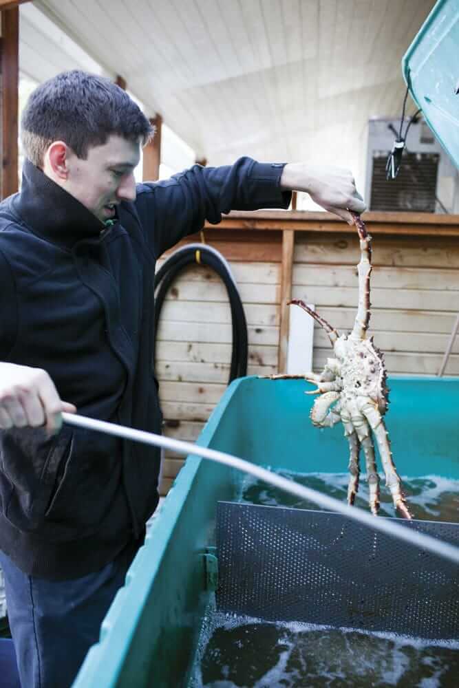 Rinsing off a (what else) local crab