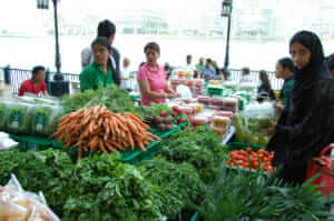 Locals and ex-pats alike shop at the market.