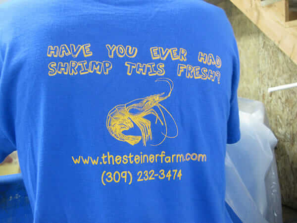 T-shirts for Steiner's shrimp farm.