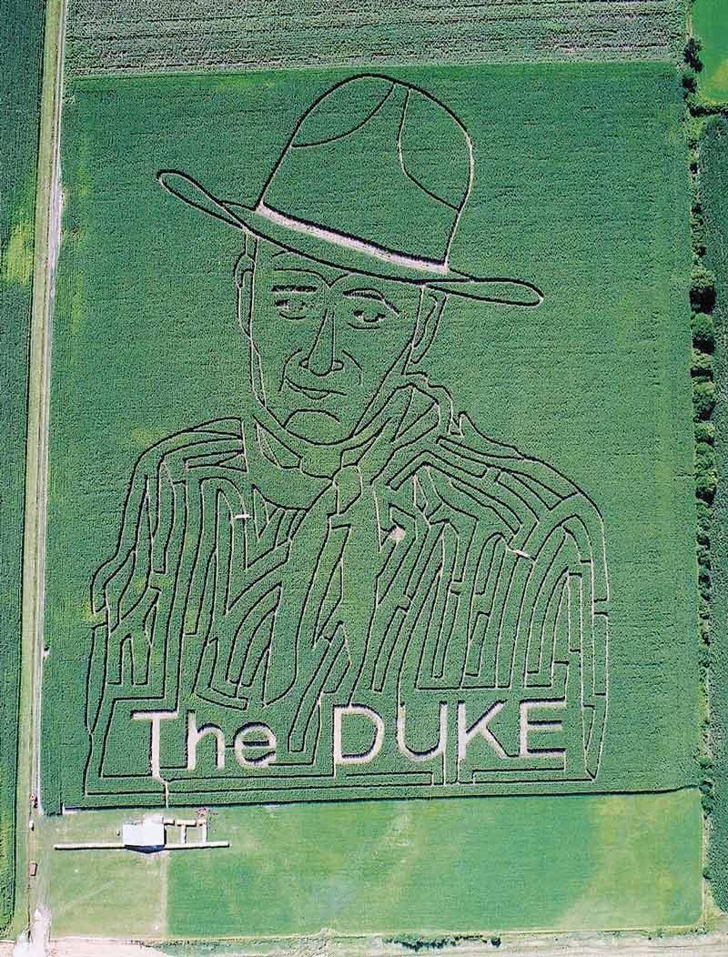 Herbst has created a number of memorial mazes, including a 2002 John Wayne portrait in Knoxville, IA / themaize.com 