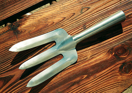 A three-pronged fork. 