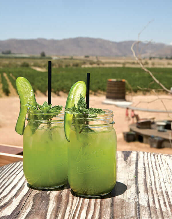 Finca Altozano's refreshing agua de pepino is made with local cucumber and mint from the restaurant garden.