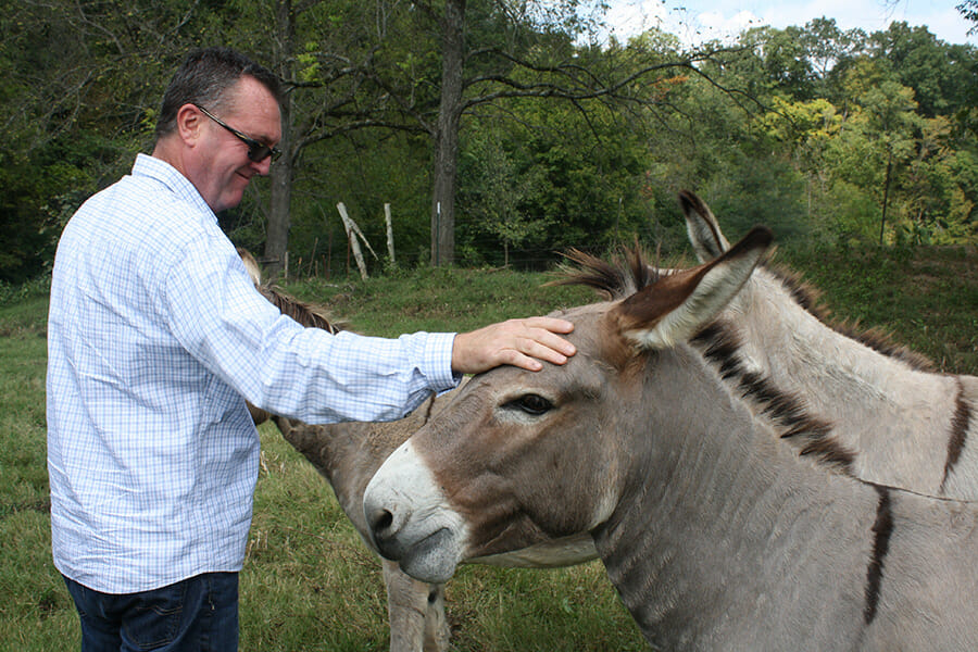 Greg Sligh and the Double H donkeys.