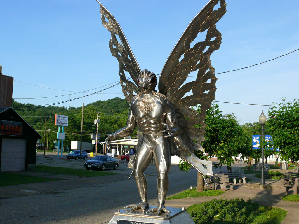 The Mothman statue in Point Pleasant, West Virginia. Via Flickr/marada.