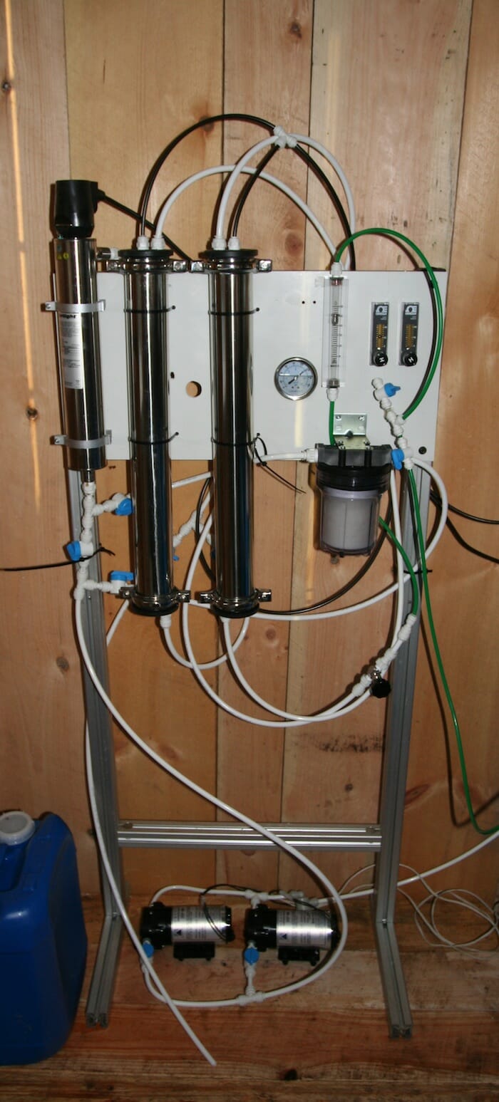 Last season's upgraded aSAP RO machine, a reverse osmosis device to make maple syrup.