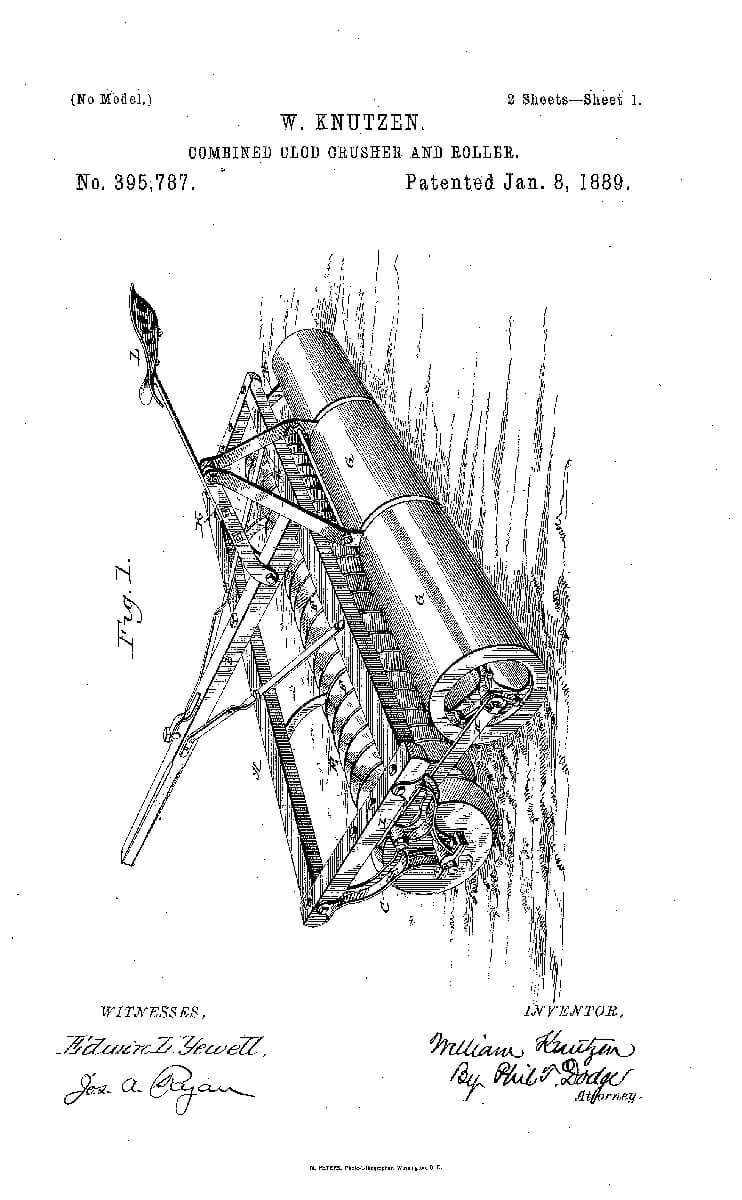 A Patent for a Combined Clod Crusher and Roller, 1889.