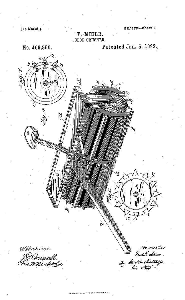 A Patent for a Clod Crusher, 1892.