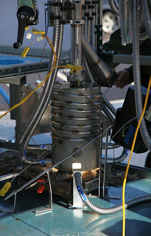 The reactor of the SolChar. Directed light heats the chamber to over 600°F. All images courtesy of the University of Colorado at Boulder