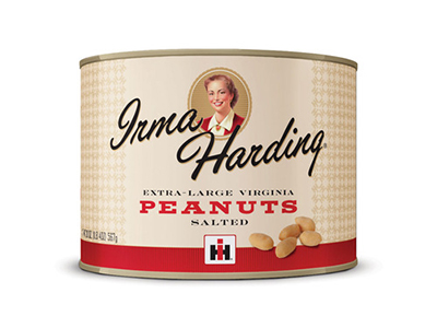 A can of Case peanuts with Irma Harding's face. / Courtesy Wisconsin Historical Society