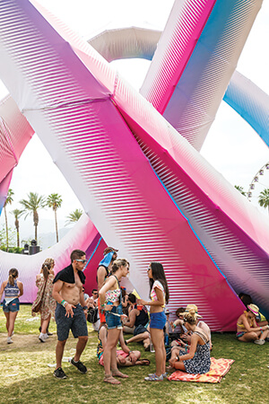 Loitering around one of the art installations at Coachella.