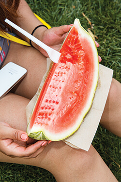 Fresh watermelon from a Coachella fruit stand.