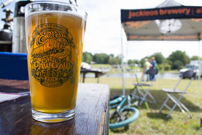 Pawpaw beer in a 2014 commemorative glass.