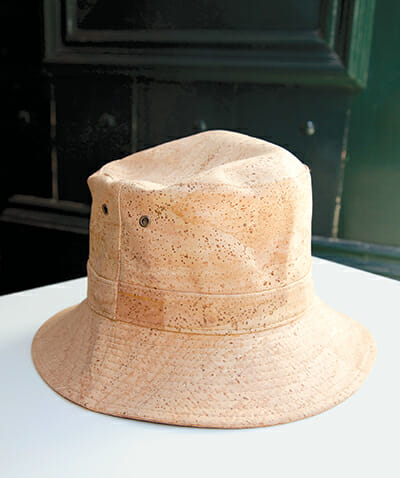 A cork hat at the Pelcor store in Lisbon.