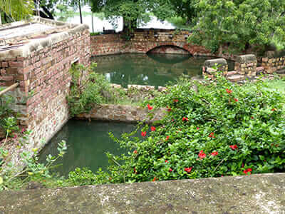 A 250-year-old stone well Gopal's family property is also flooded with backwater.