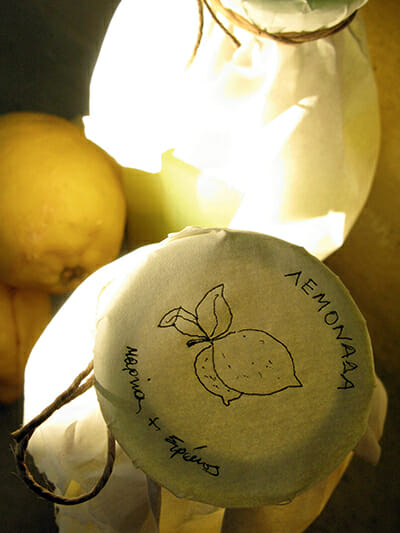 Lemonade made with summer lemons grown on the island of Tinos.