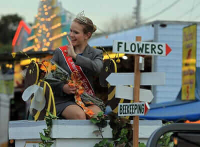 Hoffman rides a float at the Topsfield Fair in Topsfield, MA.