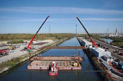 A barrier was constructed in the Chicago Sanitary and Ship Canal in Romeoville, Illinois, in hopes it would help dam the flow of carp. / Courtesy U.S Army / Jessica Vandrick