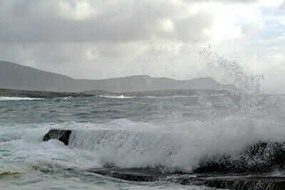 Winter waves break on Achill Island.