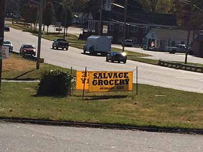 A sign for a salvage grocery store. / Courtesy Ashley Chaifetz.