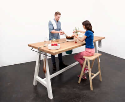 The cooking table can be placed in the center of a house, not just in a kitchen.