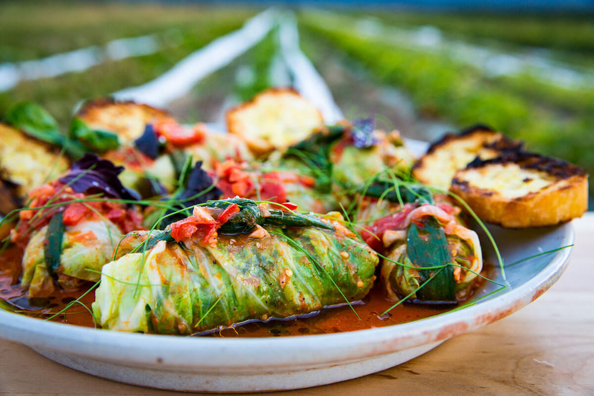 Csa Cooking Chorizo Stuffed Cabbage With Carrot And Tomato Sauce